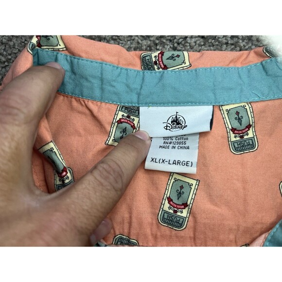 Disney Parks Push Talking Trash Can Short Sleeve Button Up Camp Shirt Size XL - Picture 4 of 6
